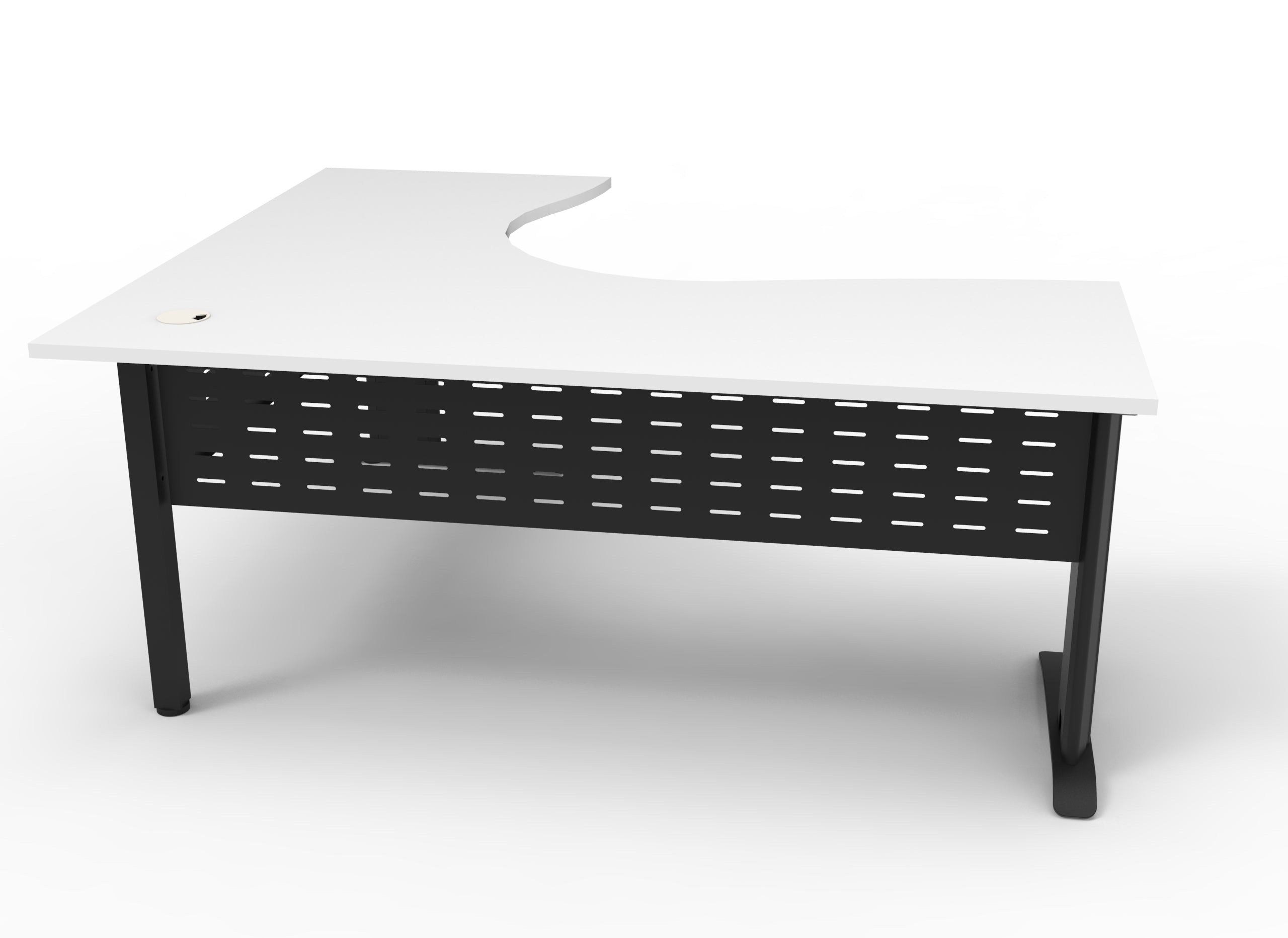 Rapidline Rapid Span corner workstation in Natural White and Black Satin. Rapidline range image supplied for model RSCWS18157M SNW. View 3.