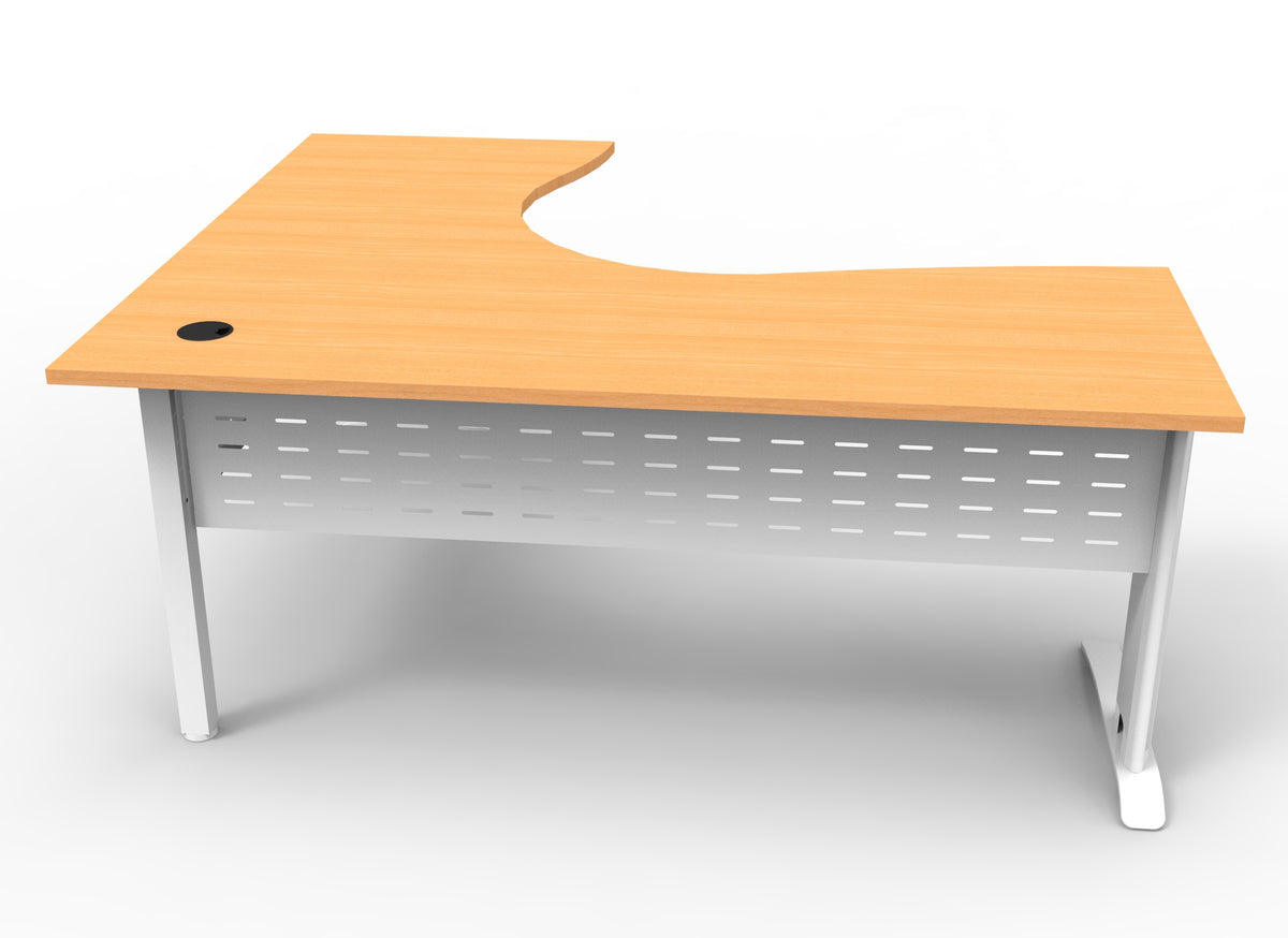 Rapidline Rapid Span corner workstation in Beech and White Satin. Rapidline range image supplied for model RSCWS18187M SB. View 2.
