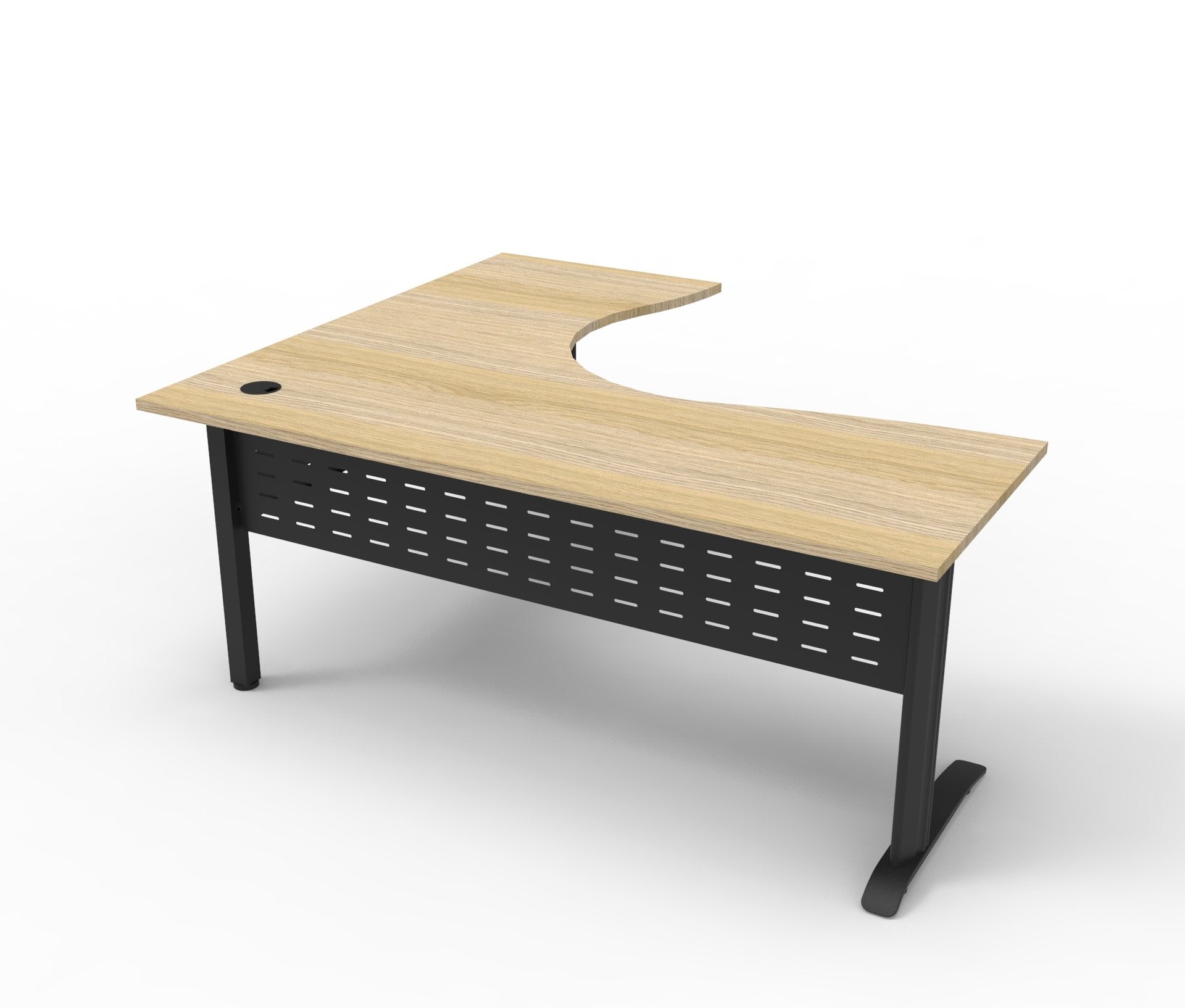 Rapidline Deluxe Rapid Span corner workstation in Natural Oak and Black Satin. Rapidline range image supplied for model RSCWS151575M BNO. View 2.