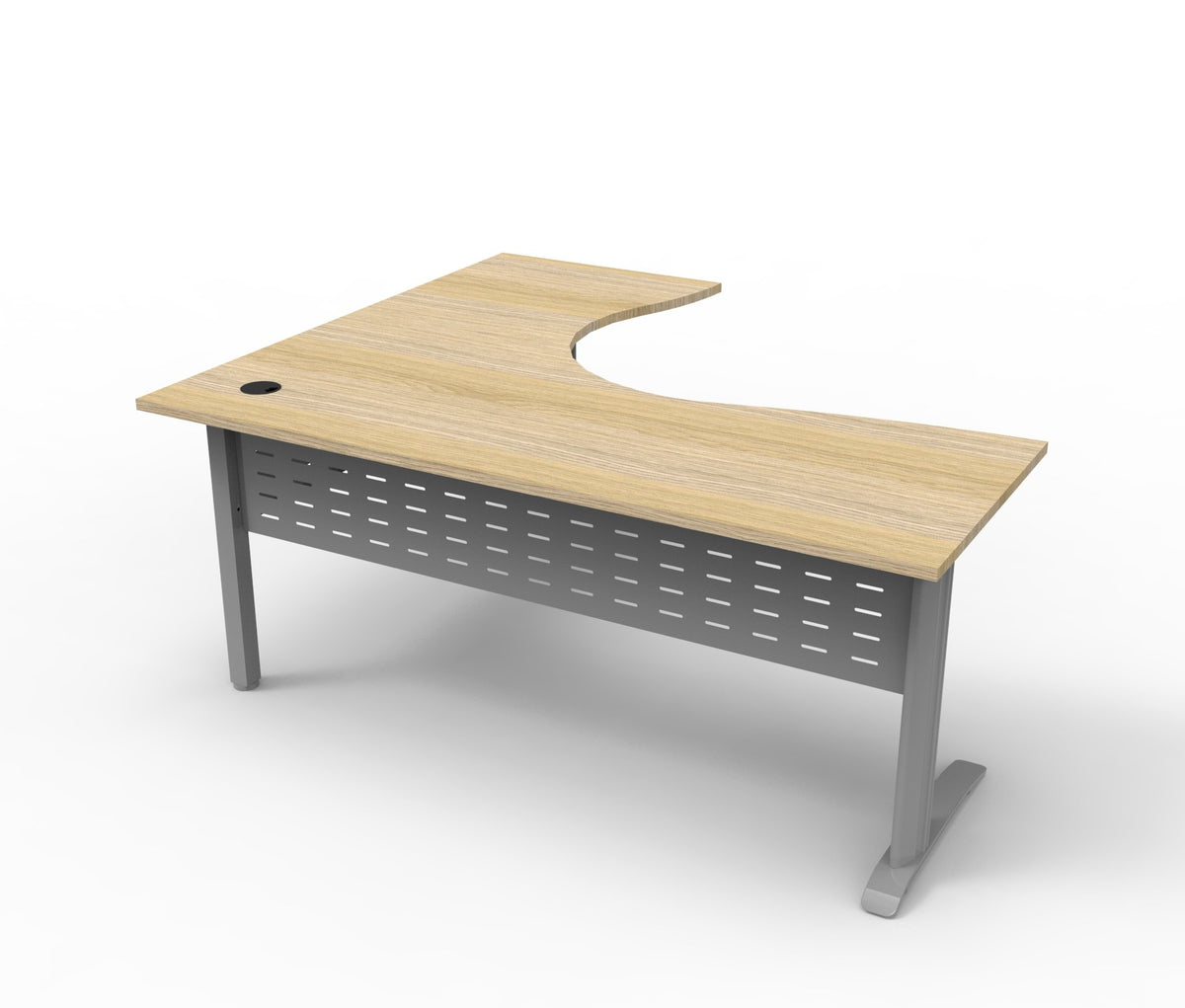 Rapidline Deluxe Rapid Span corner workstation in Natural Oak and Precious Silver. Rapidline range image supplied for model RSCWS151575M SNO. View 2.