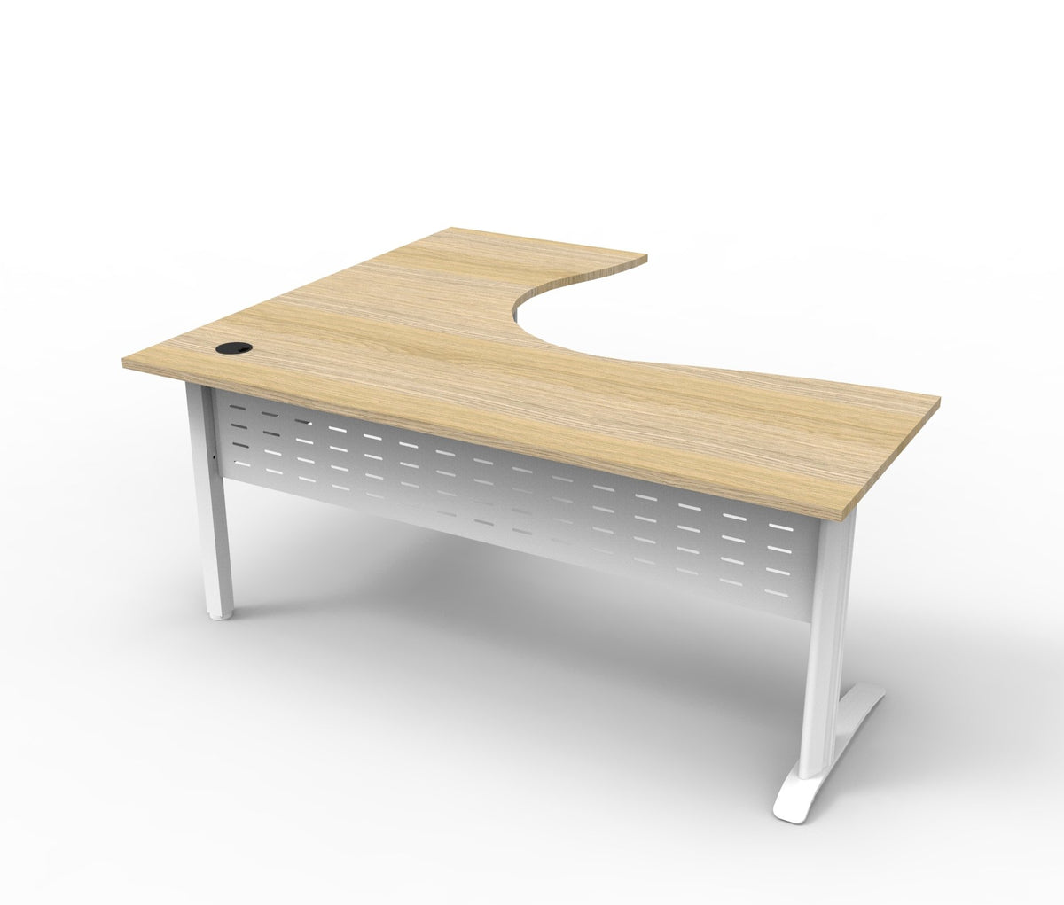 Rapidline Deluxe Rapid Span corner workstation in Natural Oak and White Satin. Rapidline range image supplied for model RSCWS151575M WNO. View 3.