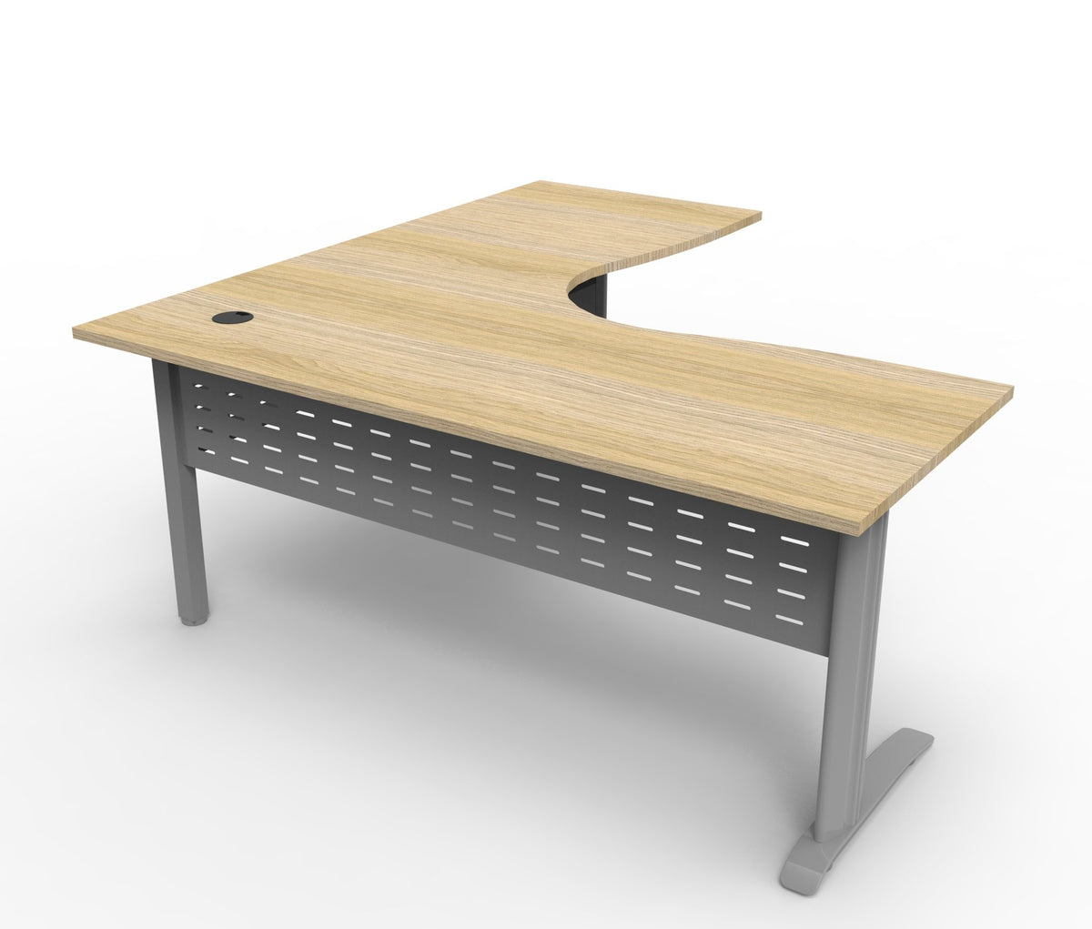 Rapidline Deluxe Rapid Span corner workstation in Natural Oak and Precious Silver. Rapidline range image supplied for model RSCWS151575M SNO. View 3.