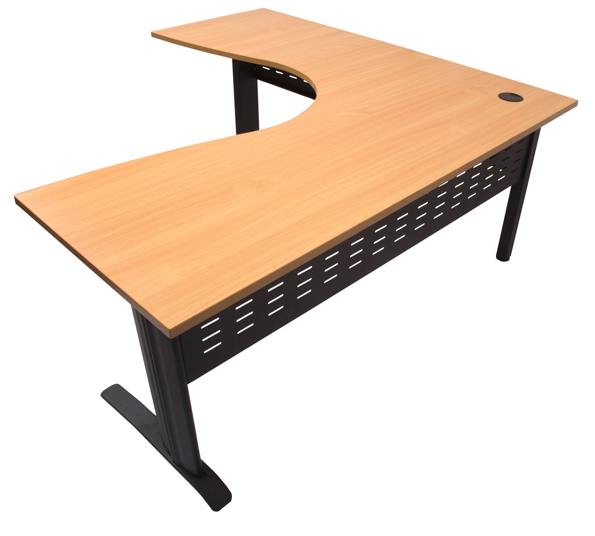 Rapidline Rapid Span corner workstation in Beech and Black Satin. Supplied product image for model RSCWS18187M BB. View 1.
