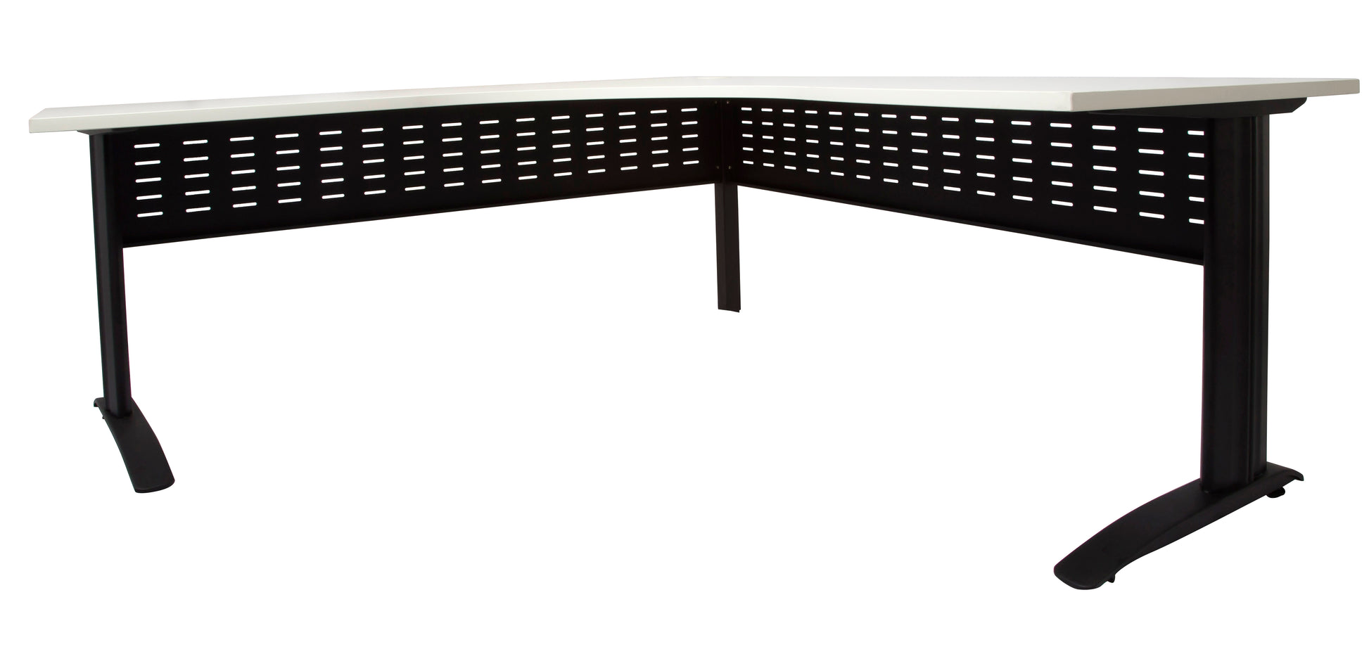 Rapidline Rapid Span corner workstation in Natural White and Black Satin. Rapidline range image supplied for model RSCWS18187M WNW. View 4.