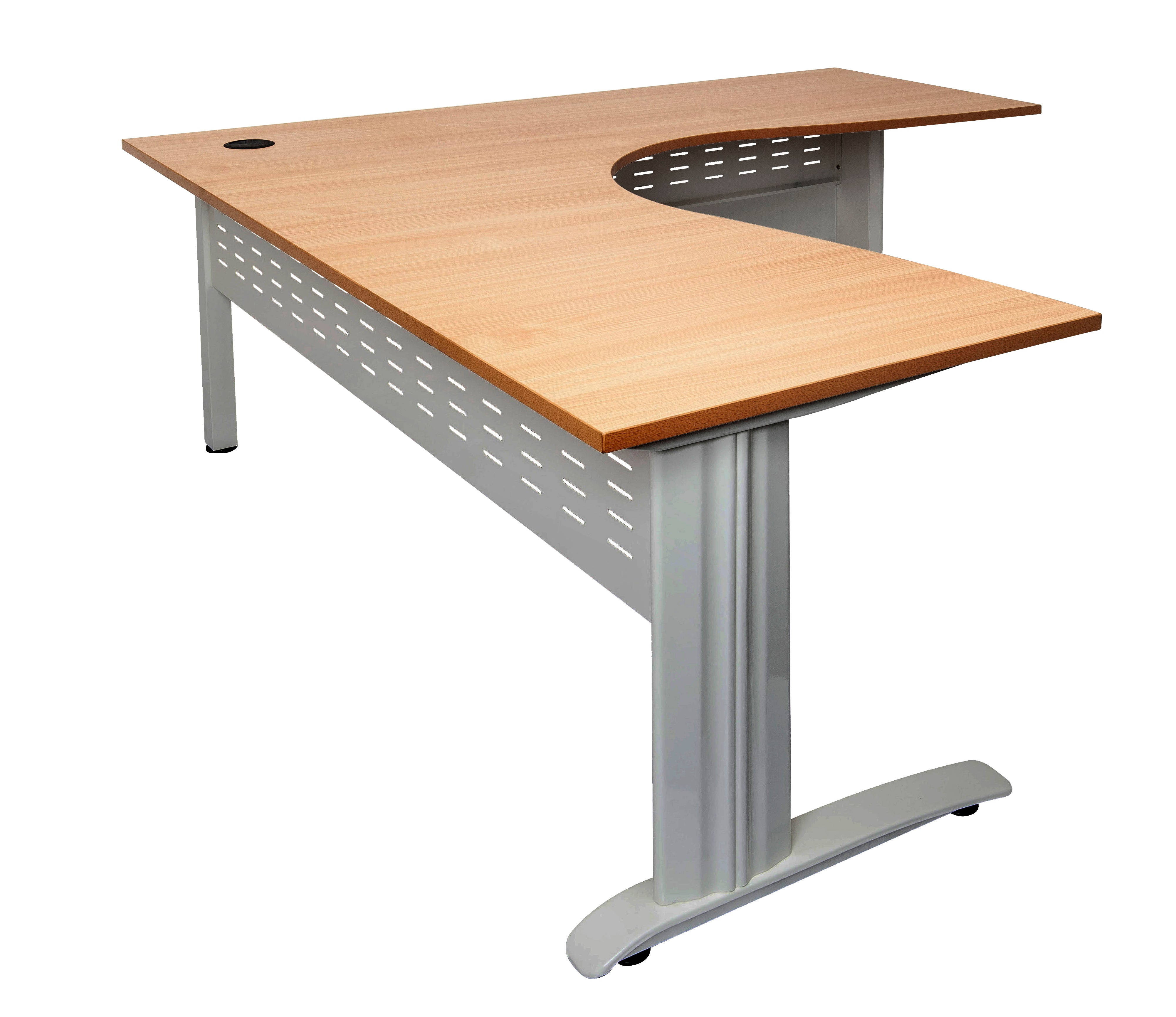 Rapidline Rapid Span corner workstation in Beech and Precious Silver. Rapidline range image supplied for model RSCWS18187M BB. View 4.