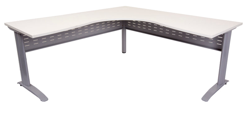 Rapidline Rapid Span corner workstation in Natural White and Precious Silver. Rapidline range image supplied for model RSCWS18127M SNW. View 2.