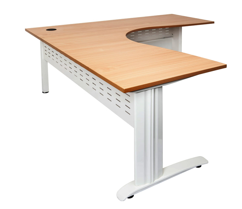 Rapidline Rapid Span corner workstation in Beech and White Satin. Rapidline range image supplied for model RSCWS18157M SB. View 3.