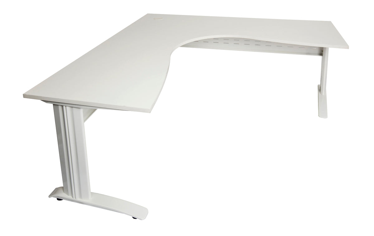 Rapidline Rapid Span corner workstation in Natural White and White Satin. Supplied product image for model RSCWS18187M WNW. View 1.