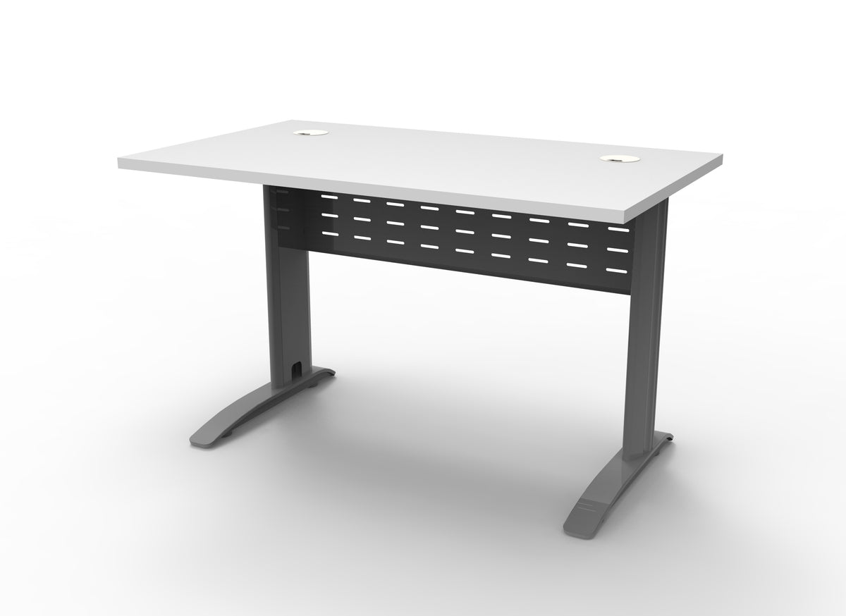 Rapidline Rapid Span open workstation in Natural White and Precious Silver. Supplied product image for model RSD1277M SNW. View 1.