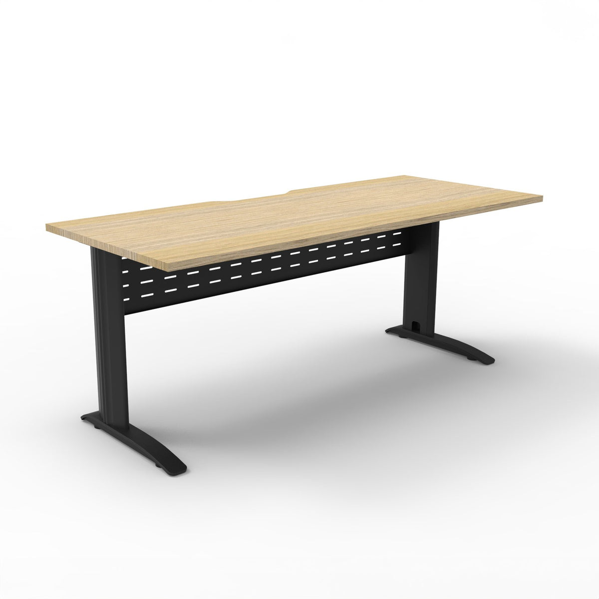Rapidline Deluxe Rapid Span open workstation in Natural Oak and Black Satin. Rapidline range image supplied for model RSD1275M BNO. View 3.