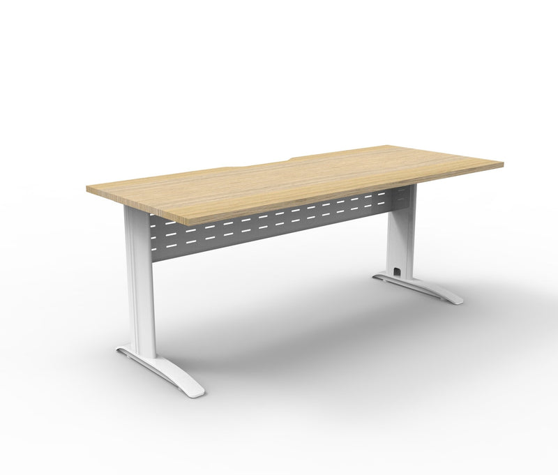 Rapidline Deluxe Rapid Span open workstation in Natural Oak and White Satin. Rapidline range image supplied for model RSD1275M BNO. View 4.