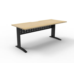 Rapidline Deluxe Rapid Span open workstation in Natural Oak and Black Satin. Supplied product image for model RSD1875M BNO. View 1.