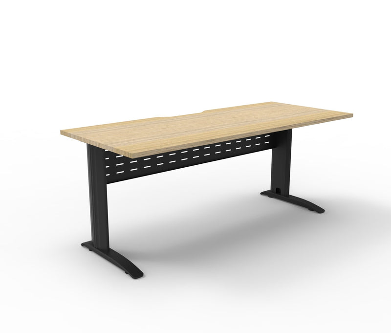 Rapidline Deluxe Rapid Span open workstation in Natural Oak and Black Satin. Rapidline range image supplied for model RSD1275M SNO. View 4.