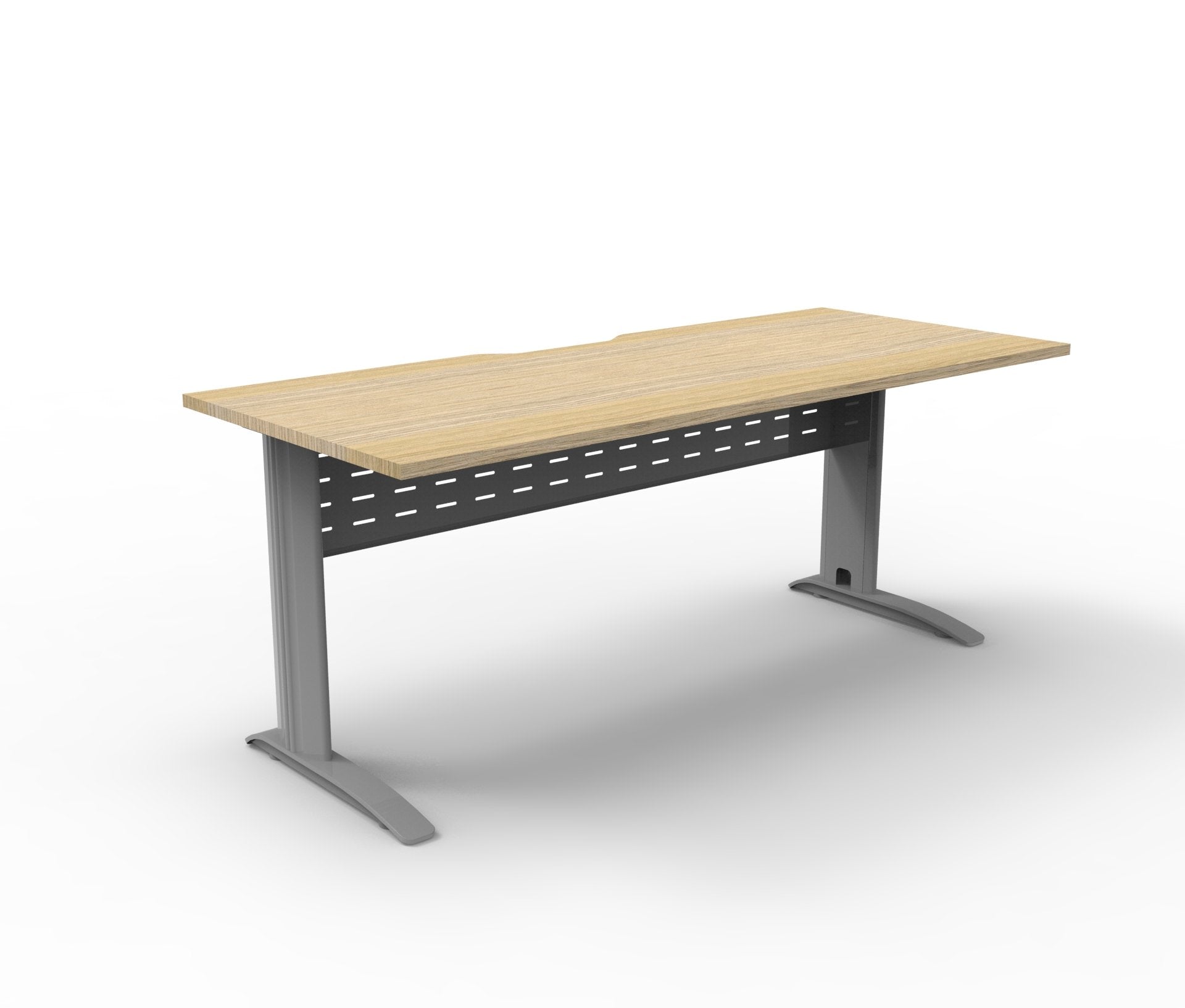 Rapidline Deluxe Rapid Span open workstation in Natural Oak and Precious Silver. Supplied product image for model RSD1875M SNO. View 1.