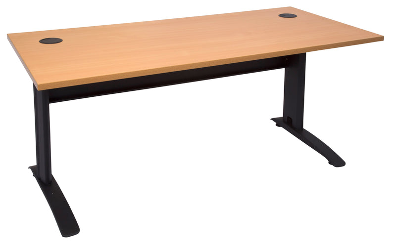 Rapidline Rapid Span open workstation in Beech and Black Satin. Rapidline range image supplied for model RSD1577M SB. View 4.