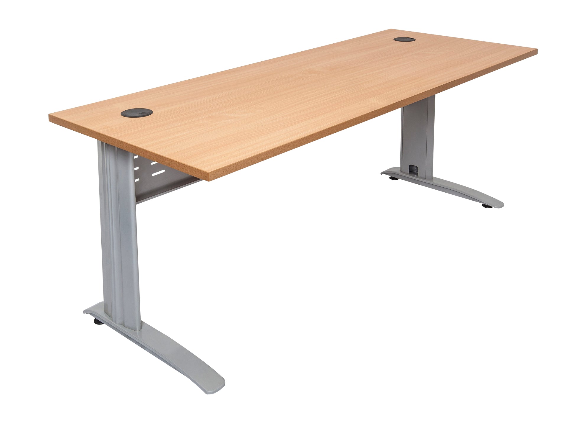 Rapidline Rapid Span open workstation in Beech and Precious Silver. Rapidline range image supplied for model RSD1577M WB. View 3.