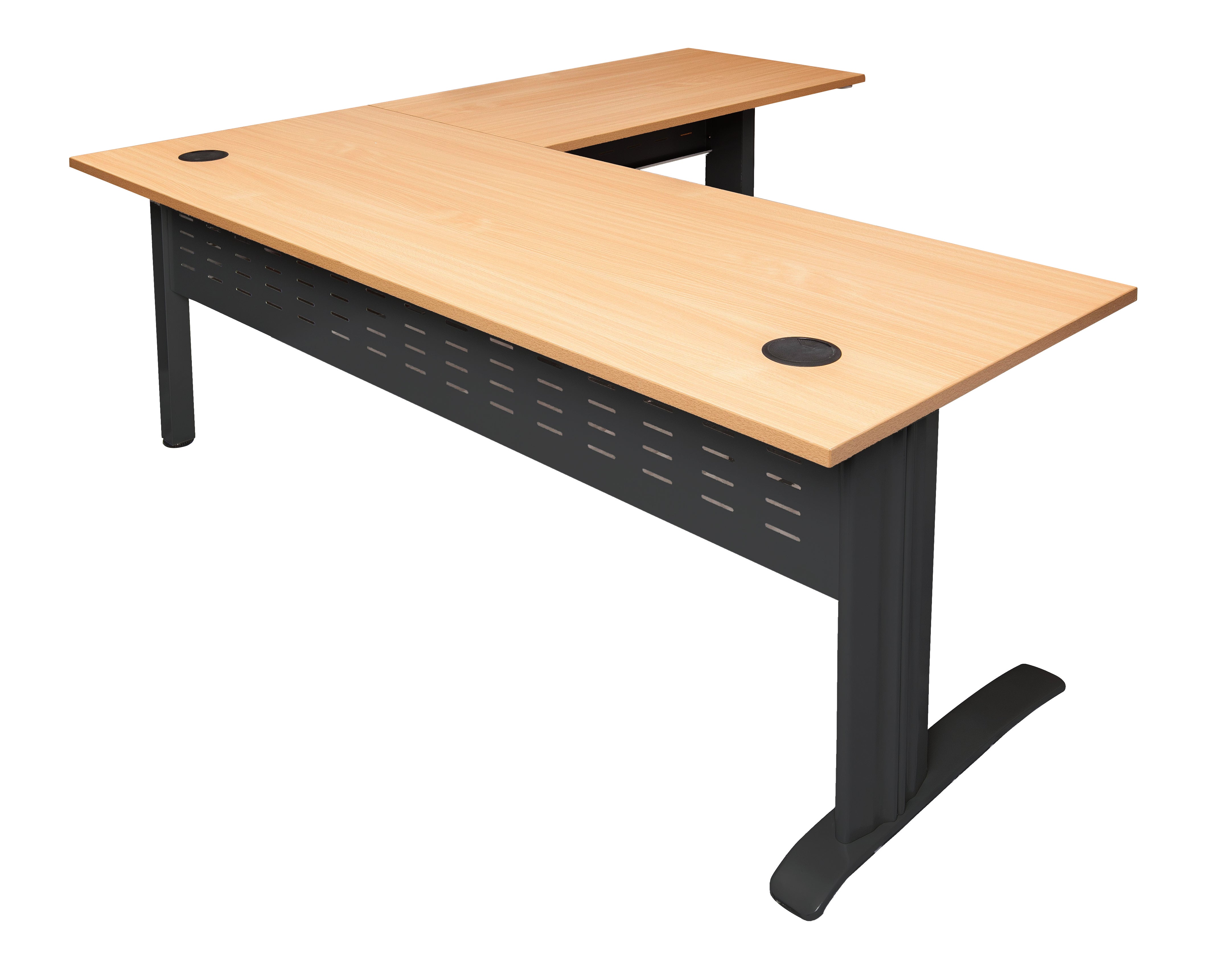 Rapidline Rapid Span open workstation with return in Beech and Black Satin. Rapidline range image supplied for model RSDR1818M SB. View 4.