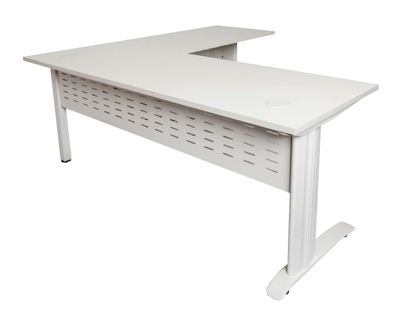 Rapidline Rapid Span open workstation with return in Natural White and White Satin. Rapidline range image supplied for model RCDR1818M NW. View 3.