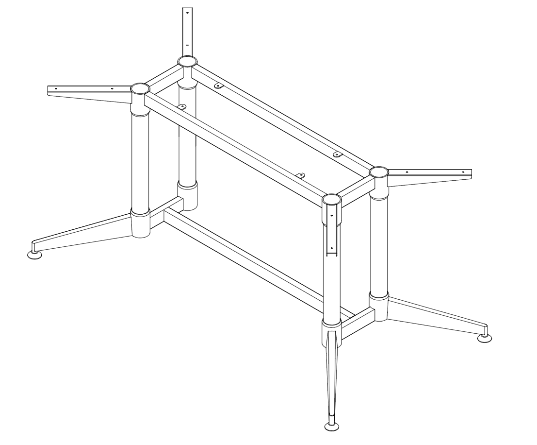 Rapidline Typhoon meeting table frame in black powdercoat with a polished aluminium foot. Rapidline range image supplied for model TF3212 BL. View 3.