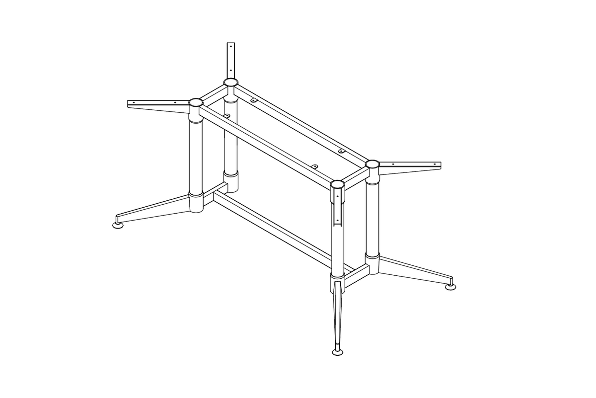 Rapidline Typhoon meeting table frame in black powdercoat with a polished aluminium foot. Rapidline range image supplied for model TF3212 BL. View 2.