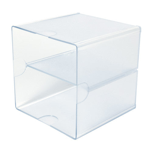 Deflecto Stackable Cube Open With Divider Clear Organiser