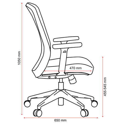Mondo Gene Chair Fabric Back with Arms Black