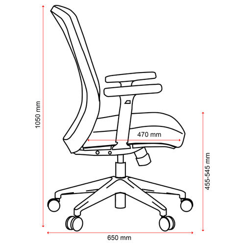Mondo Gene Chair Mesh Back with Arms Black