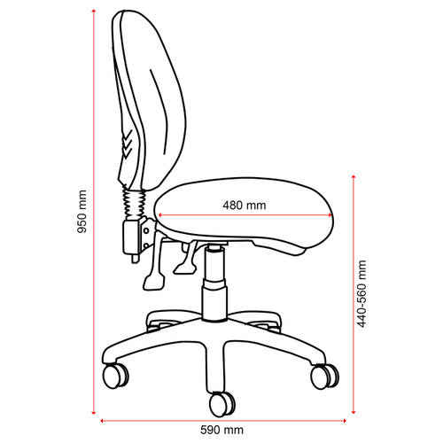 Mondo Java Chair 3-Lever High Back Without Arms Black
