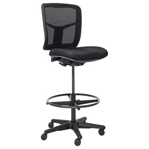 Mondo Tivoli Drafting Chair 1-Lever Mesh Back Without Arms Zen Black