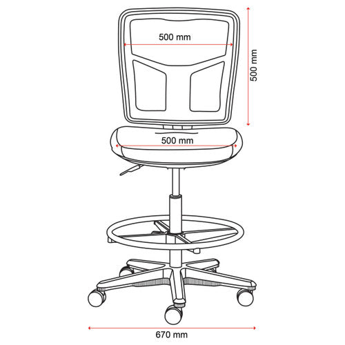 Mondo Tivoli Drafting Chair 1-Lever Mesh Back Without Arms Zen Black