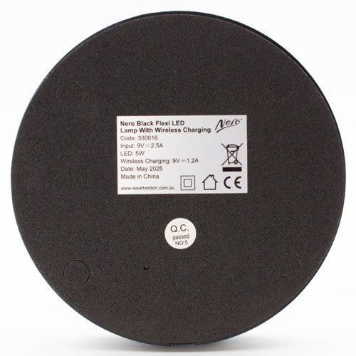 Nero Flexi LED Lamp with Wireless Charging Black