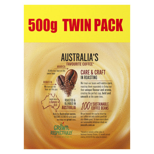 Nescafe Blend 43 Instant Coffee Twin Pack 2x500g Can