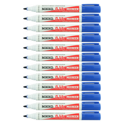 Nikko Permanent Oil Marker Bullet Tip Blue Box of 12