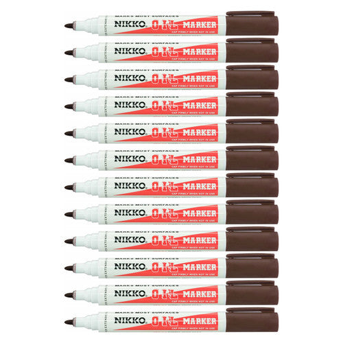 Nikko Permanent Oil Marker Bullet Tip Brown Box of 12
