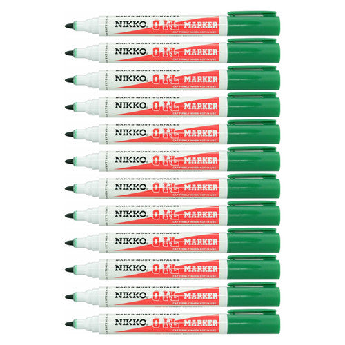 Nikko Permanent Oil Marker Bullet Tip Green Box of 12