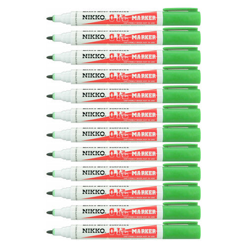 Nikko Permanent Oil Marker Bullet Tip Light Green Box of 12