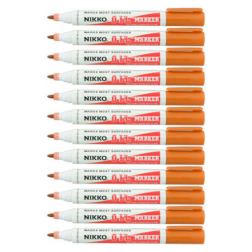 Nikko Permanent Oil Marker Bullet Tip Orange Box of 12