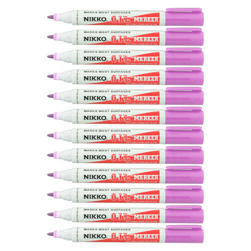 Nikko Permanent Oil Marker Bullet Tip Pink Box of 12