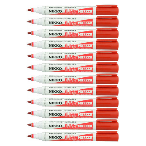 Nikko Permanent Oil Marker Bullet Tip Red Box of 12