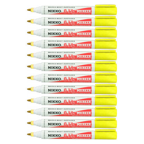 Nikko Permanent Oil Marker Bullet Tip Yellow Box of 12