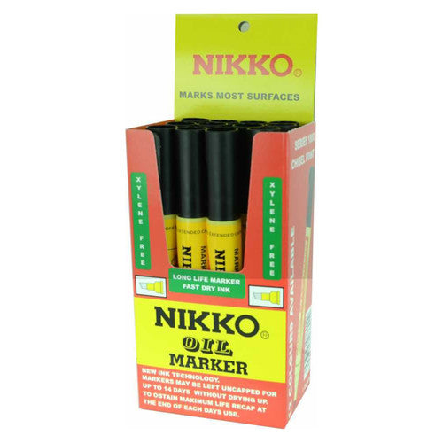 Nikko Permanent Oil Marker Chisel Tip Black Box of 12