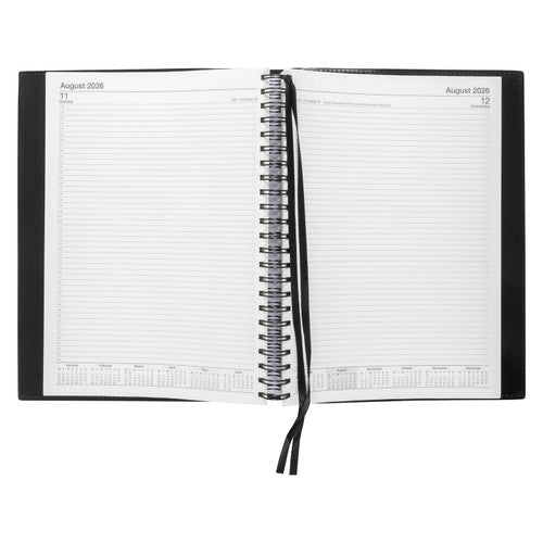 Norwich 2026 PVC Spiral Diary A4 Day To A Page Black