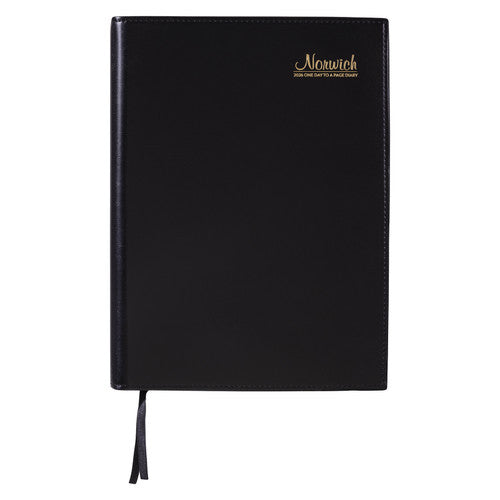 Norwich 2026 PVC Spiral Diary A4 Day To A Page Black