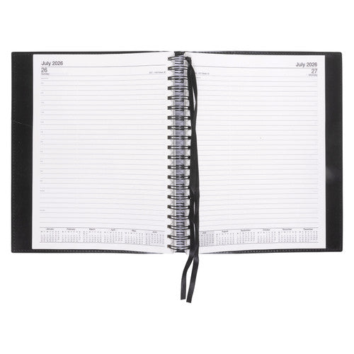 Norwich 2026 PVC Spiral Diary Quarto Day To A Page Black