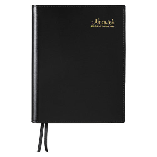 Norwich 2026 PVC Spiral Diary Quarto Day To A Page Black