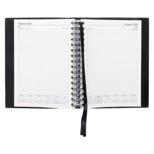 Norwich 2026 Unbranded PVC Spiral Diary A5 Day To A Page Black
