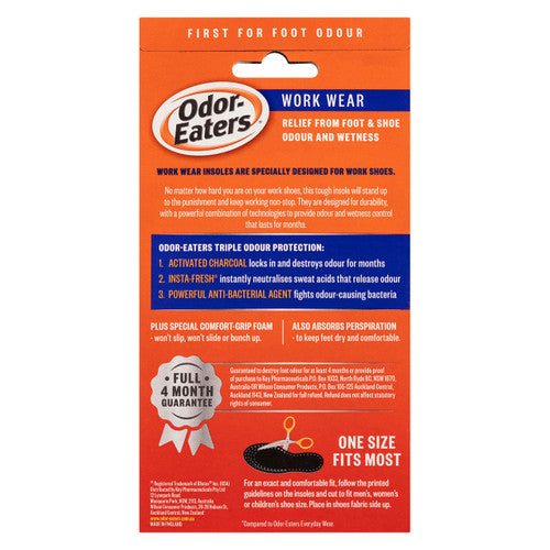 Odor-Eaters Work Wear Insoles 1 Pair Pack of 6