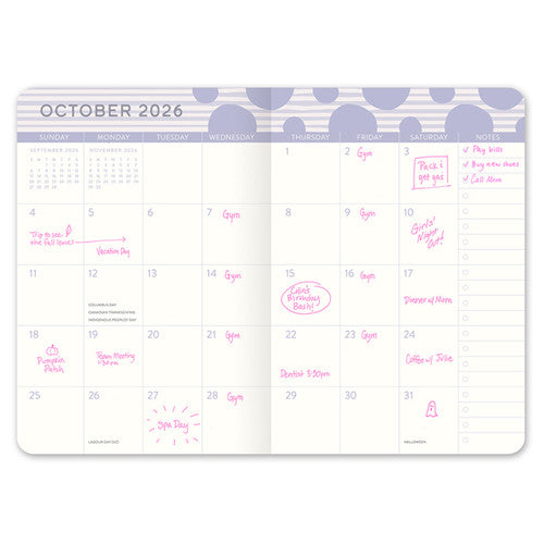 Orange Circle 2026 Diary 114 x 165mm Month To View Darling Dots