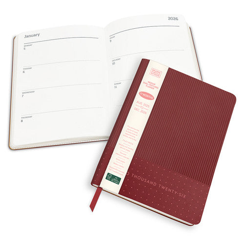 Orange Circle 2026 Diary 142 x 193mm Week To A View Dots On Burgundy