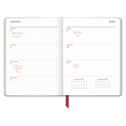 Orange Circle 2026 Diary 142 x 193mm Week To A View Dots On Burgundy